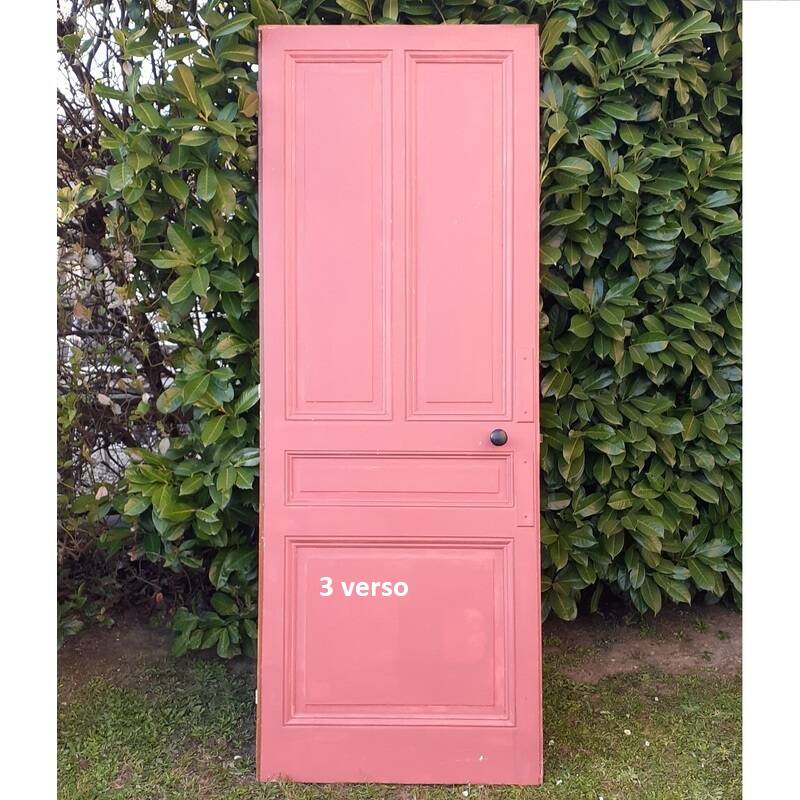 Series of 9 old communication doors, solid wood, both solid and glazed.