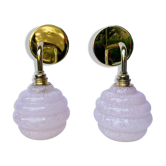 Appliques globe en verre Clichy rose pastel