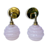 Vintage glass globe sconces Clichy pastel pink