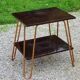 Vintage double wooden side table with copper base from the 50s