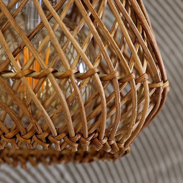 Rattan & Bamboo Classic Sconce Lamp, 15x17Cm