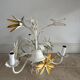 Vintage floral metal painted chandelier – 3 lights – 1970s