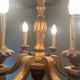 Golden wood chandelier with 6 lights
