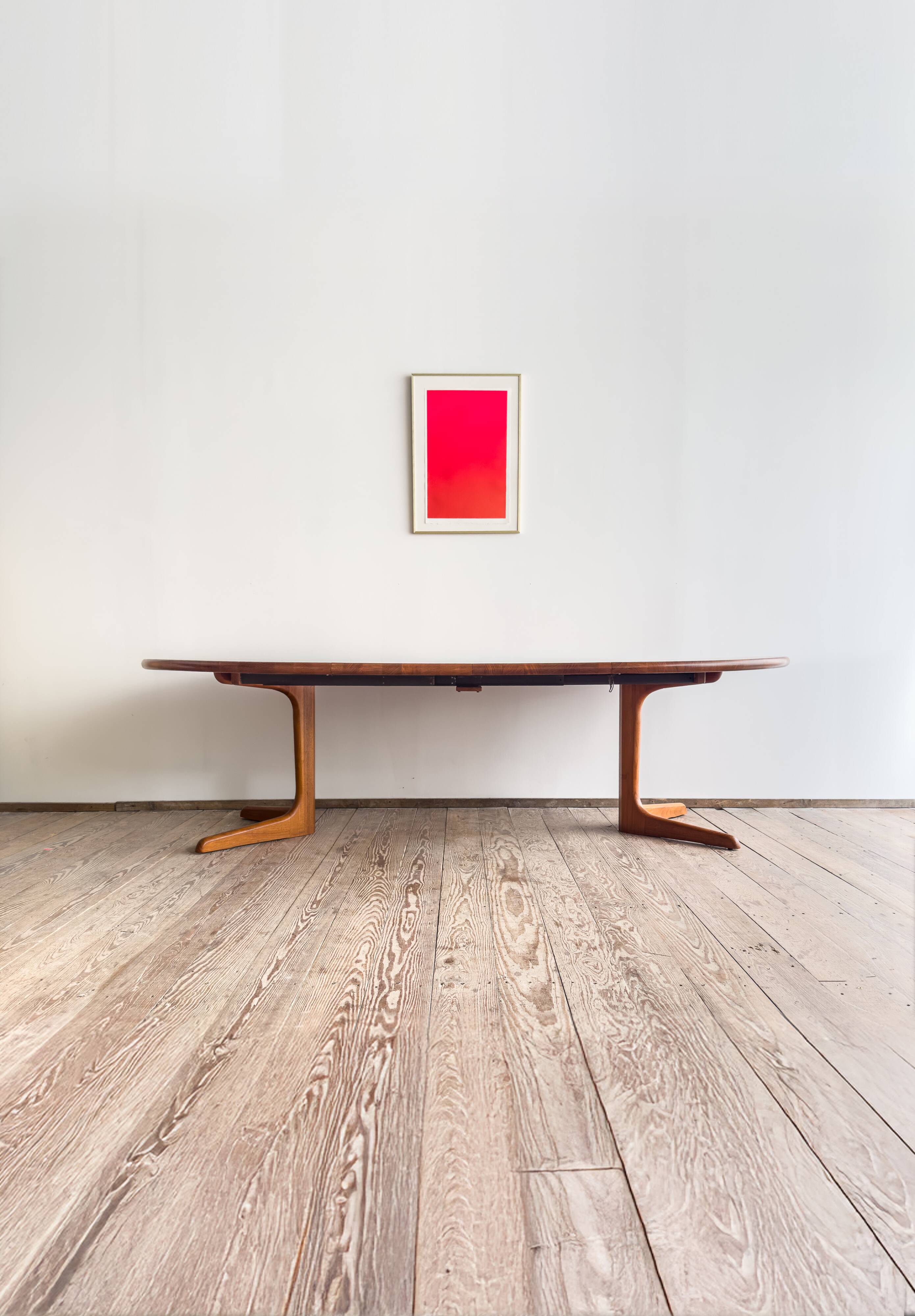 Grande table à manger scandinave vintage en teck massif, Danemark, 1970