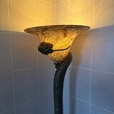 Tentacion Floor Lamp in Bronze and Opaline Edgard Brandt