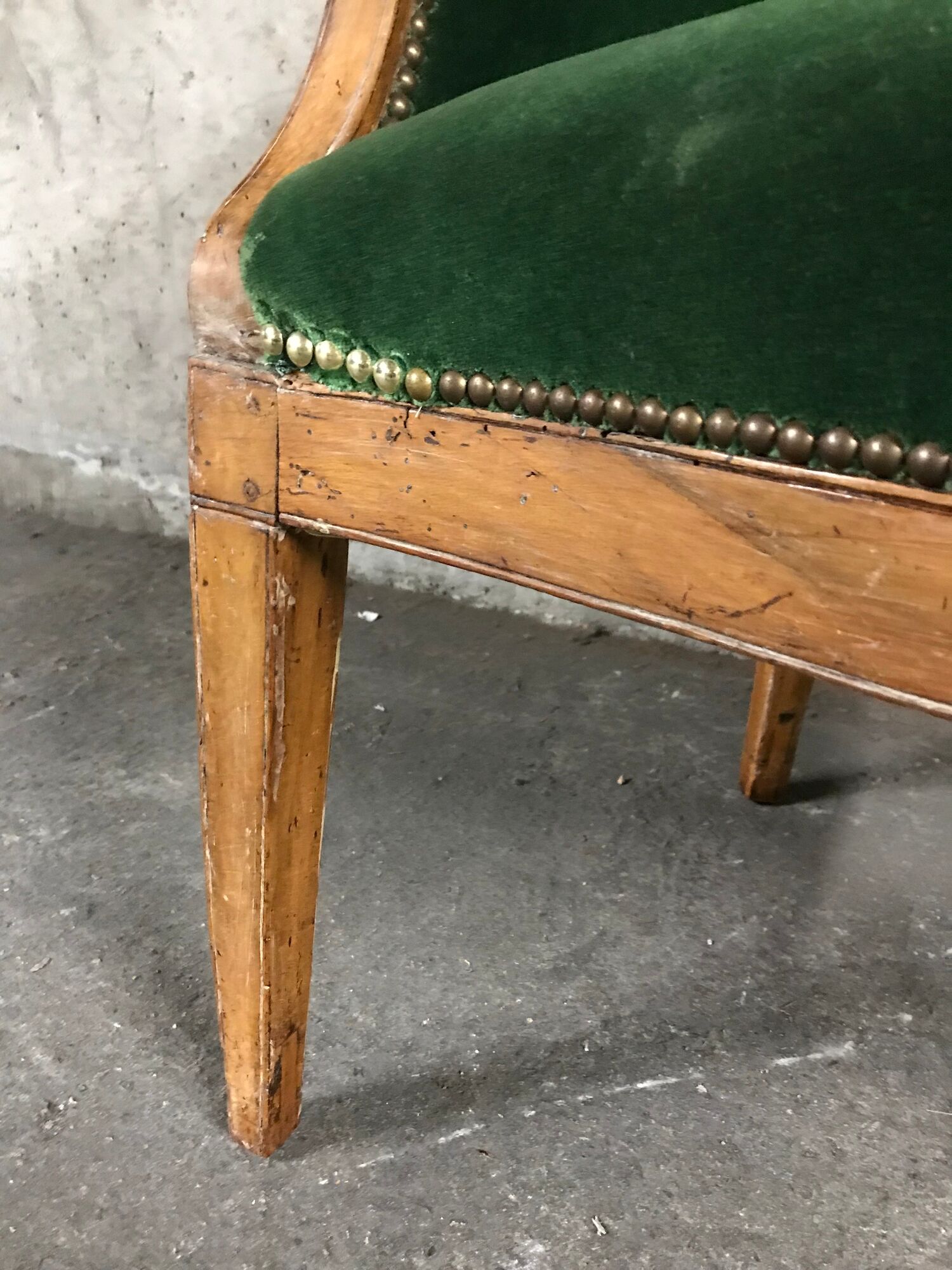 Office velvet green louis XVI bergere Chair