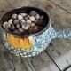 Vallauris ceramic pan – turquoise lava enamel – 1950s/1960s