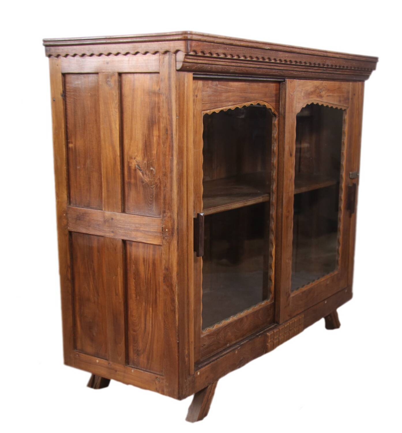 Antique glass-fronted buffet in Burmese teak