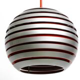 1960s spherical Space Age ceiling lamp with slats made of heavy metal