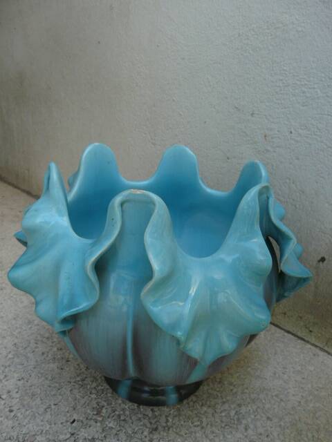 Ceramic cachepot vase by delfin massier circa 1890