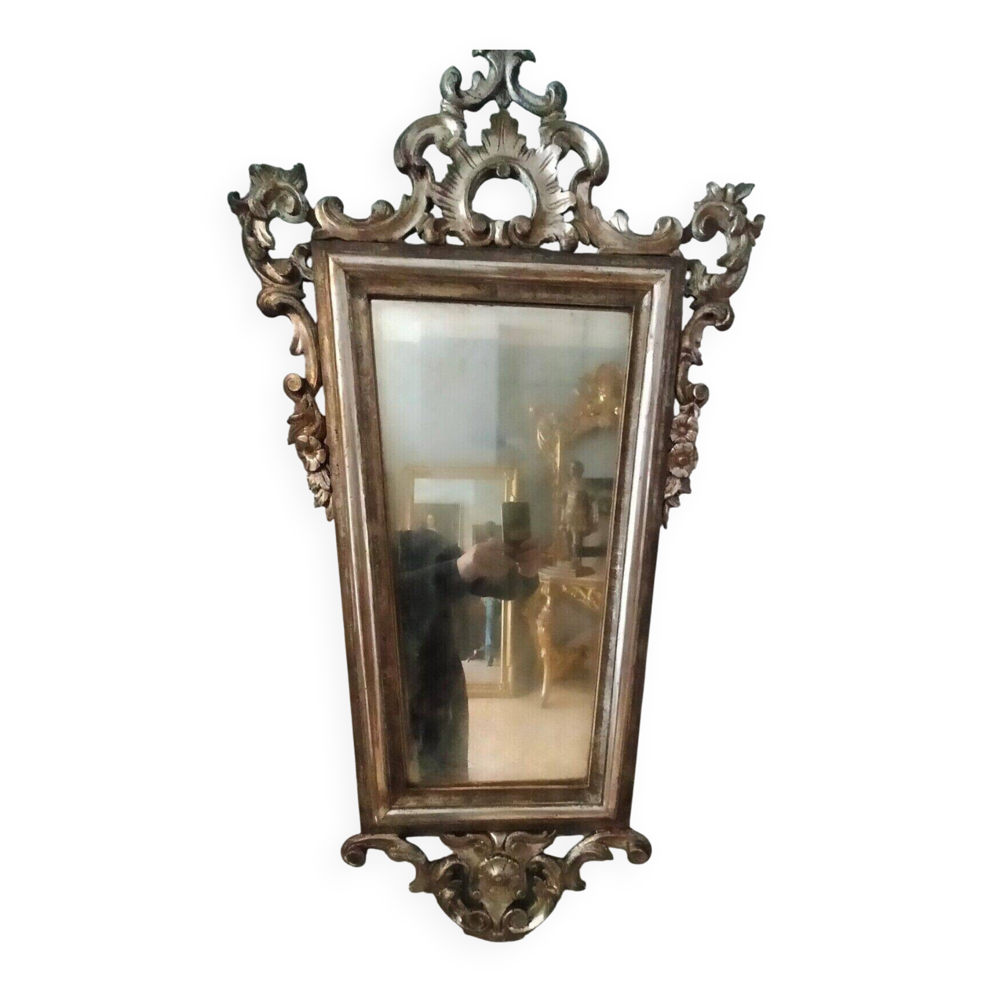 Late 19th century silver-plated wood mirror