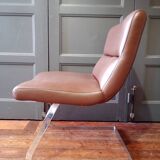 Designer leather and chrome chair 1970