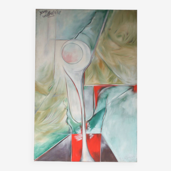 1968 Grand tableau « Linéaire Versneller » de Jan Withofs, Belgique