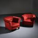 Paire de fauteuils en velours rouge, travail Art Déco, France, années 1920