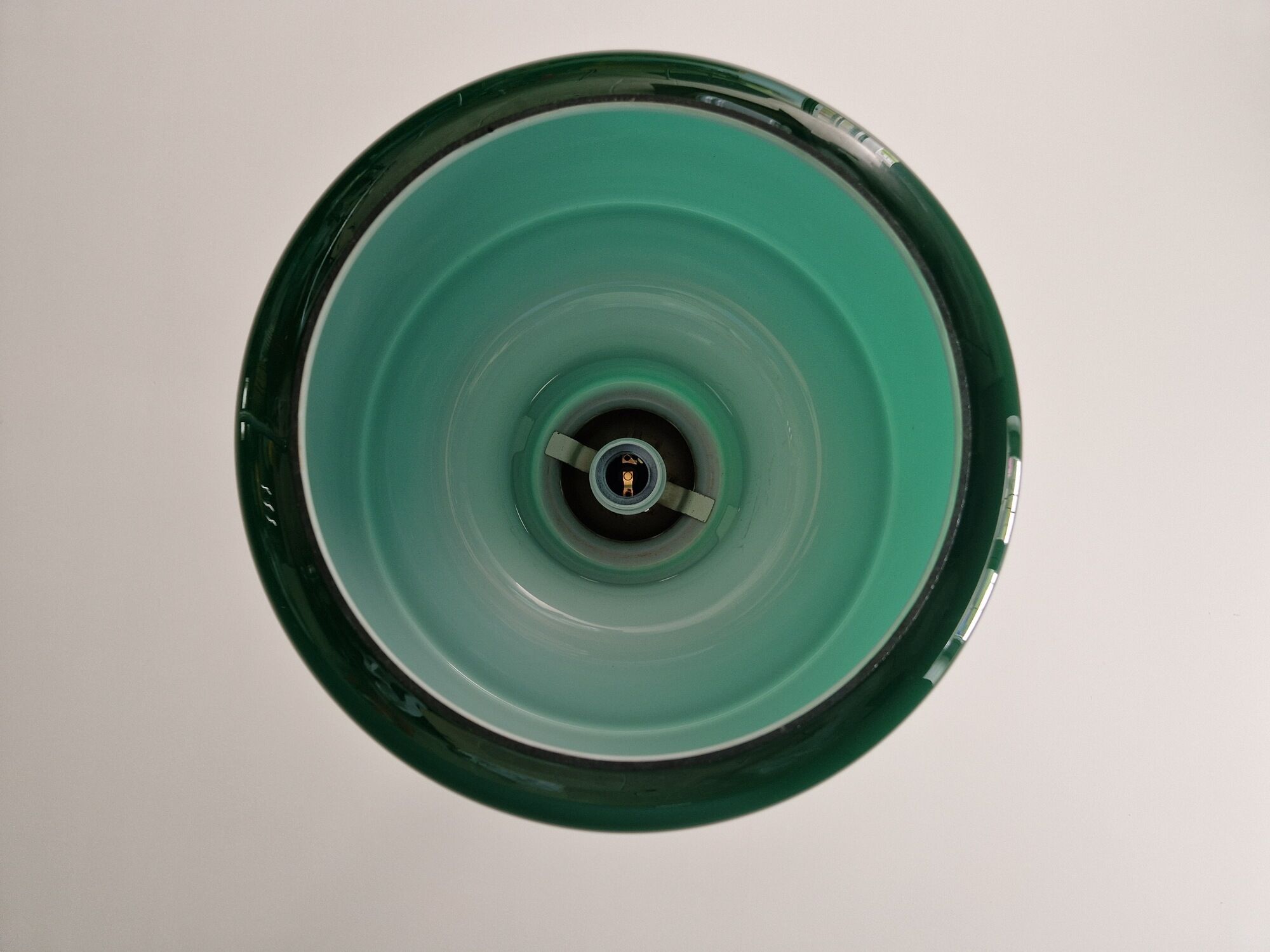 Large vintage pendant lamp in green opaline, 1970s