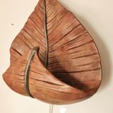Mid-Century ceramic earthenware sconce, palm leaf shaped