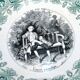 Sarreguemines set of 5 talking plates from the Bon Vieux Temps series, opaque earthenware.