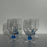 Lot de 4 verres à eau à pied boule bleue