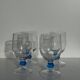 Set of 4 blue ball stemmed water glasses