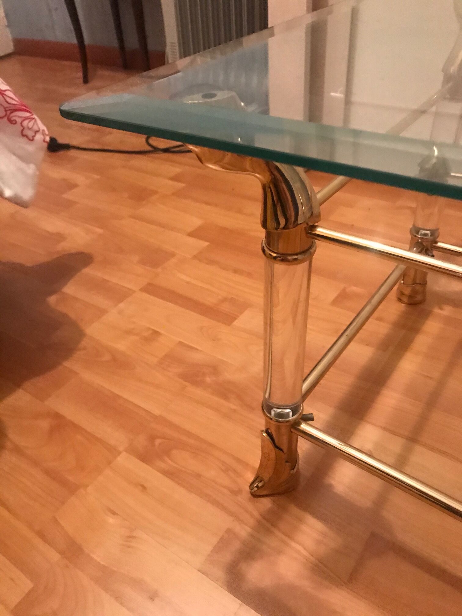 Coffee table glass and brass