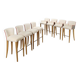 Antique stools by William Yeoward in beech and brass, England, 20th century.