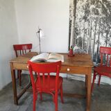 Table in raw oak, countryside.
