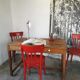 Table in raw oak, countryside.