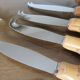 Set of 6 cheese knives, bamboo handle 60s