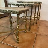 Pull-out table / end of vintage brass sofa signed USINOR