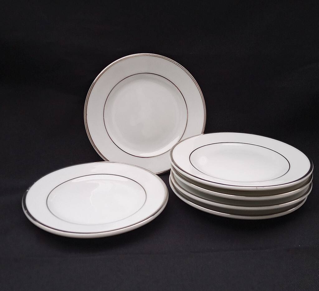 Vintage Vista Alegre Coimbra Dessert Plate Set of 6 Elegant Silver Rim