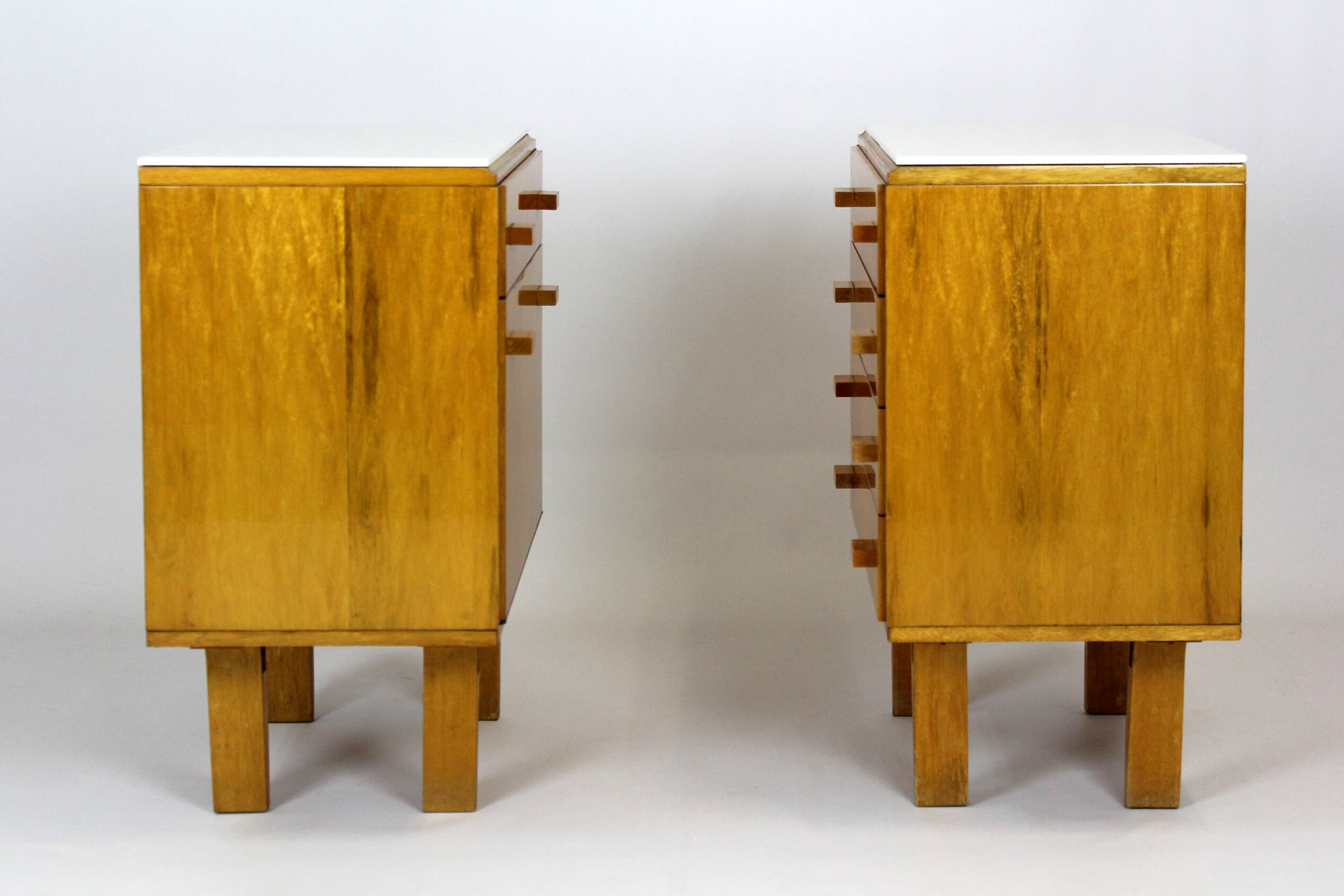 Vintage Nightstands with White Glass Tops, 1970s, Set of 2