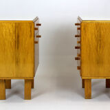 Vintage Nightstands with White Glass Tops, 1970s, Set of 2