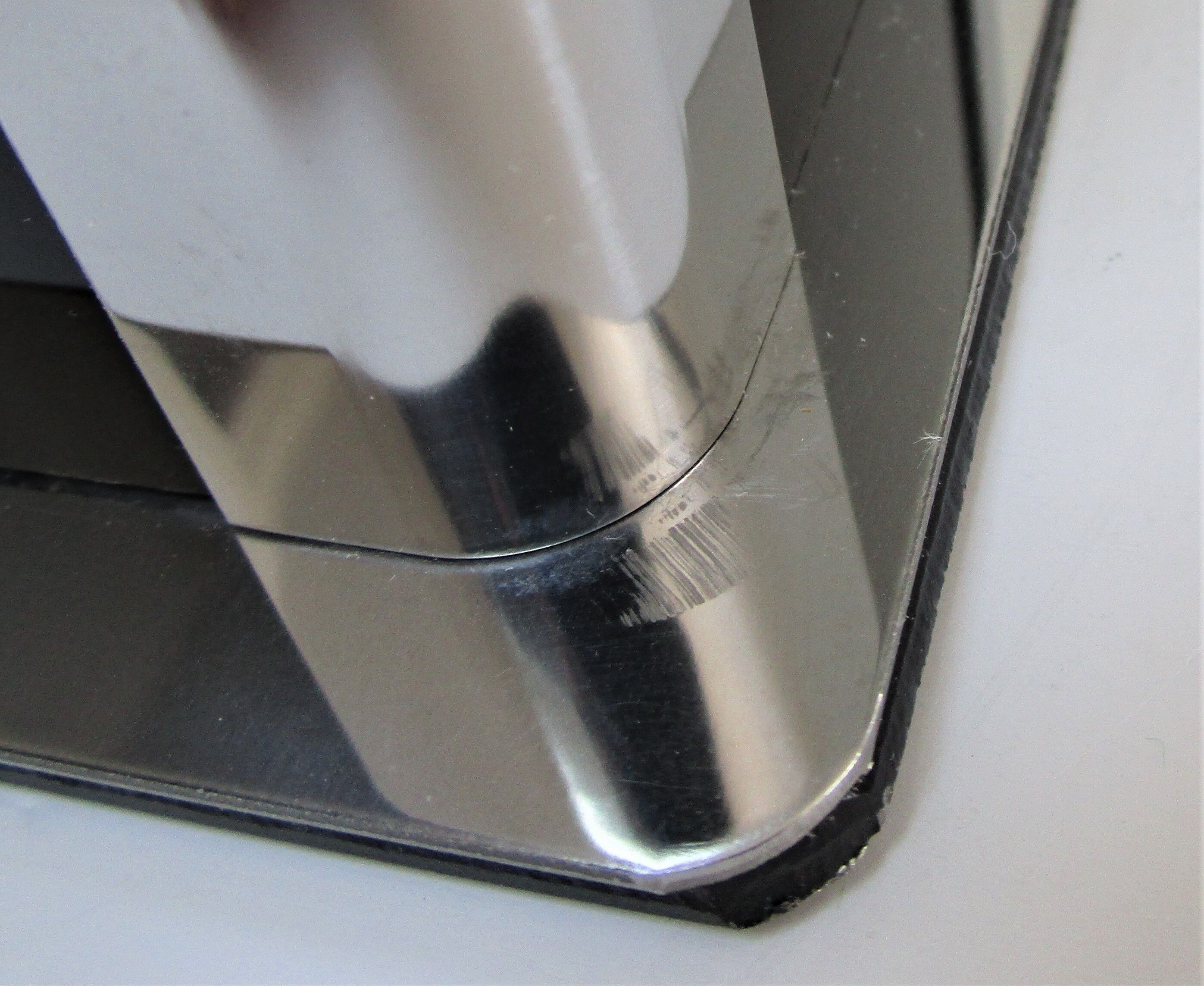 Stainless steel lamp foot and plexiglass black design 70s / 80s