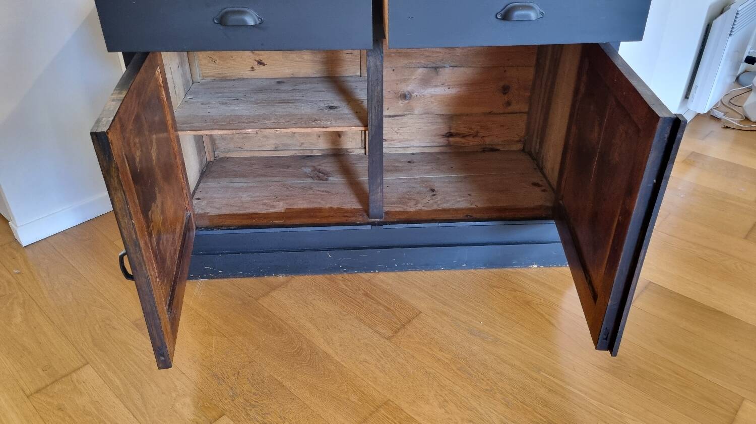 Antique oak and walnut sideboard