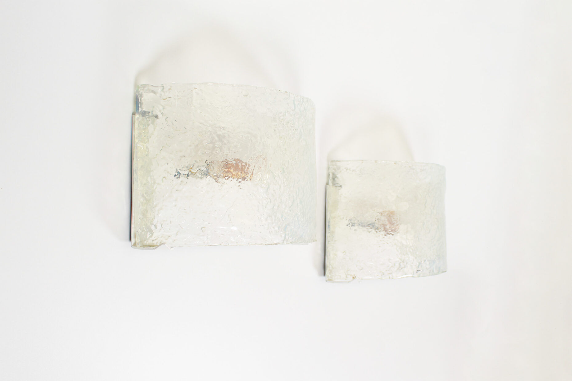 Set of two Italian ice glass Murano glass sconces