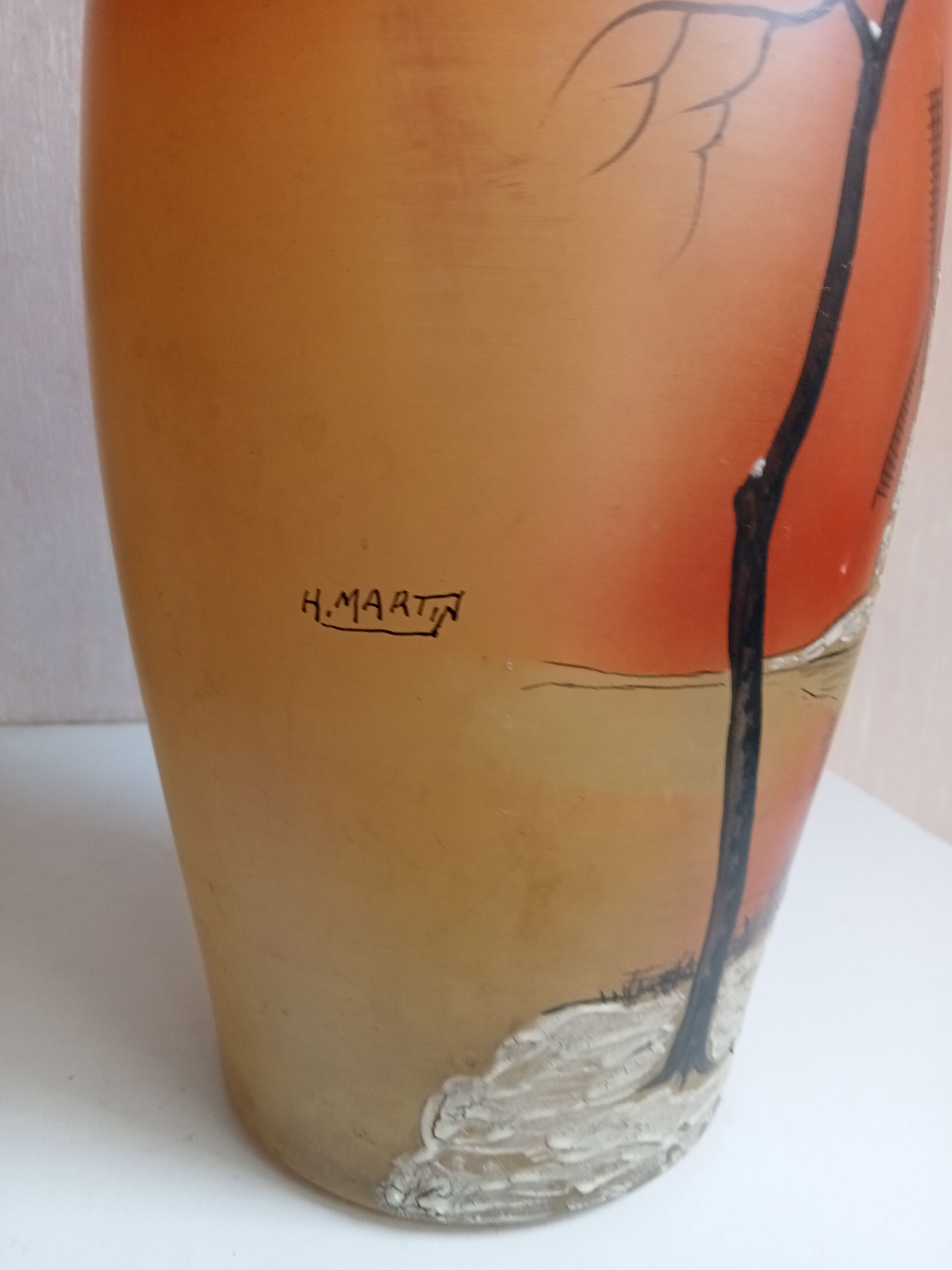 old vase signed henri martin painted by hand