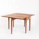 Vintage table with two folding leaves. Solid oak wood. France, 1940s