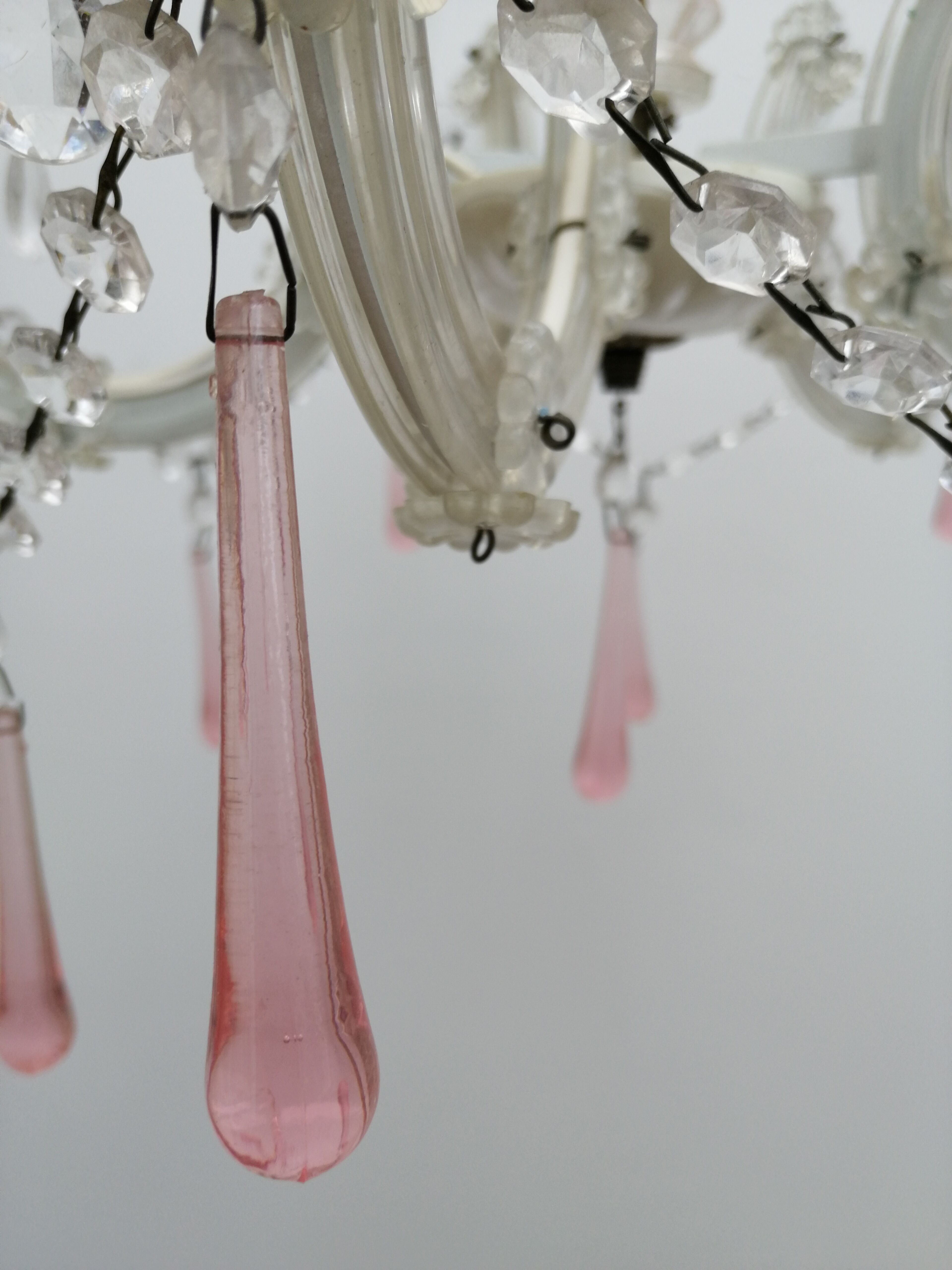 Pink stamps chandelier