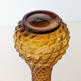 Amber yellow glass vase. d'Empoli diamond points - Year 1950 - Italy