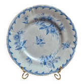 Assiette ancienne Gien Liserons – Décor oiseaux et fleurs bleu