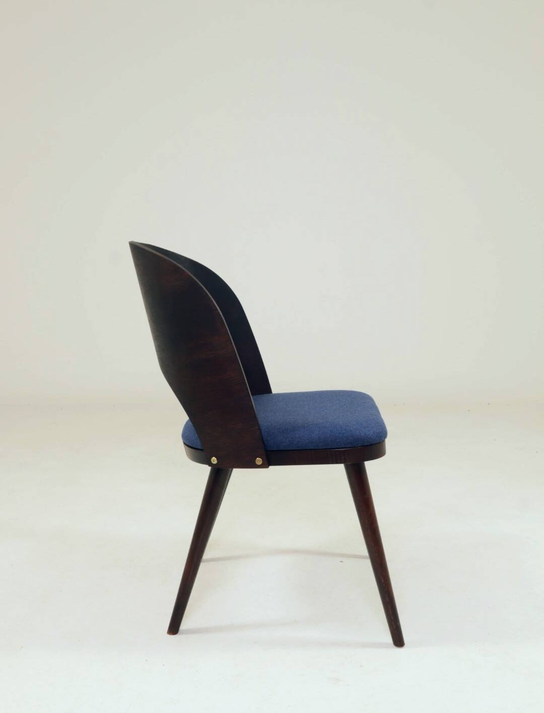 6 chaises de salle à manger vintage en chêne massif et en laine bleue