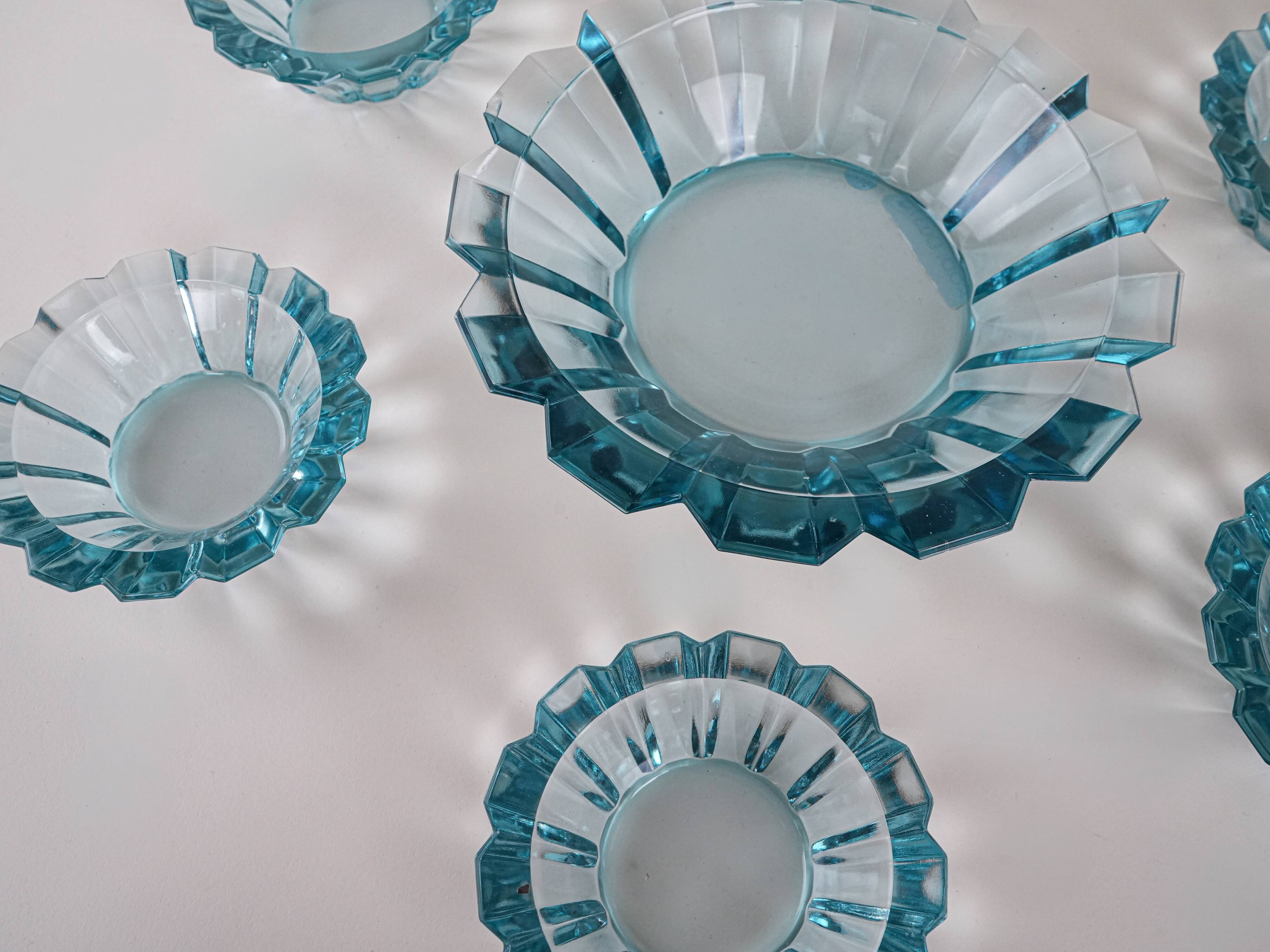 Set of glass bowls, Italian design, 1970s, made in Italy