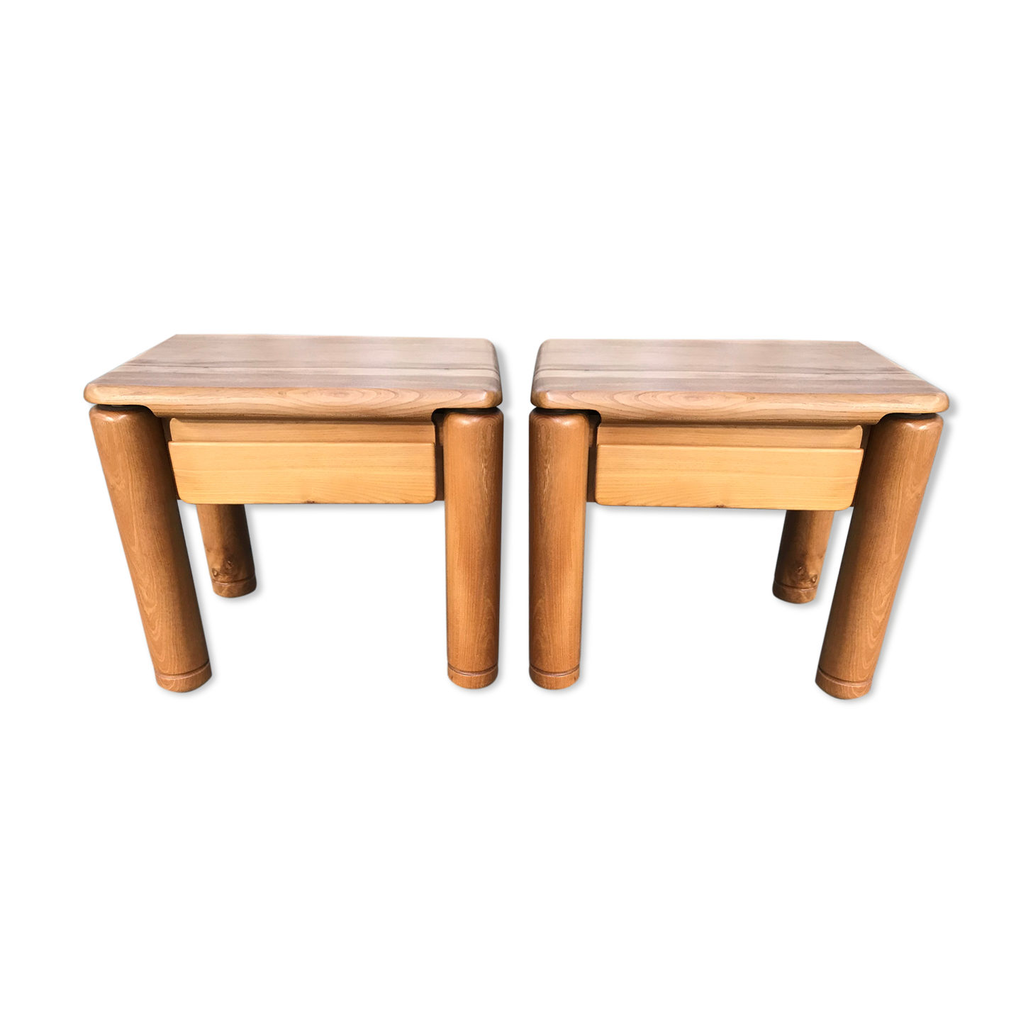 Pair of vintage elm bedsides