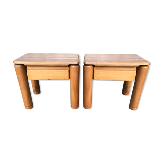 Pair of vintage elm bedsides