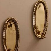 Vintage Swedish Oval Wall Sconces in Brass