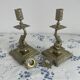 Pair of brass dolphin candlesticks, late 19th century, Napoleonic period