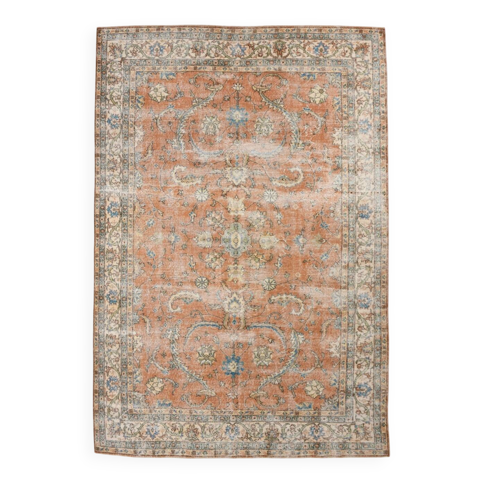 Tapis vintage turc rouge Brunt 7x10, 221x323 cm