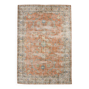7x10 Turkish Brunt Red Vintage Area Rug, 221x323Cm