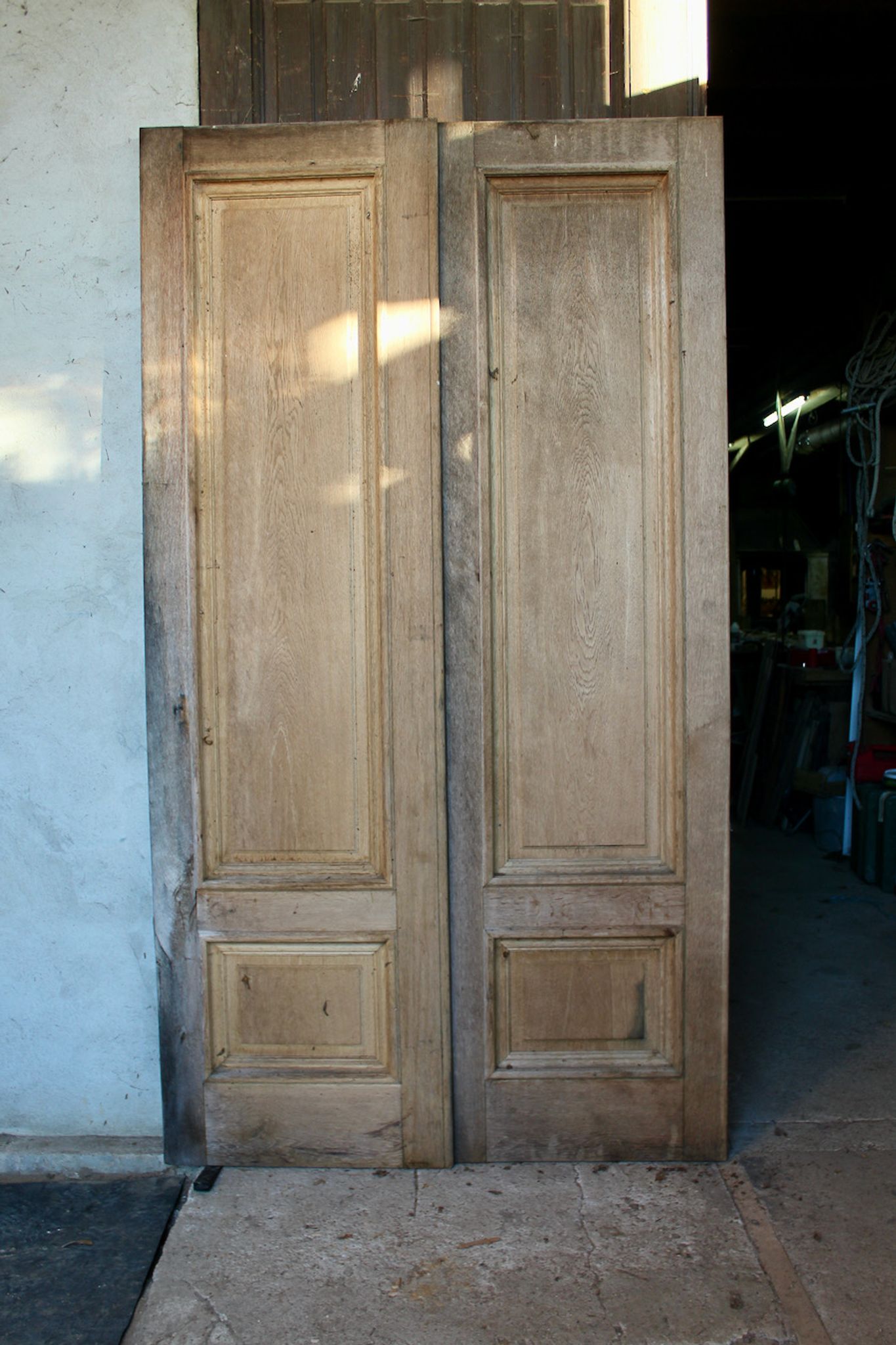 Paire de portes palières en chêne XlXème double face