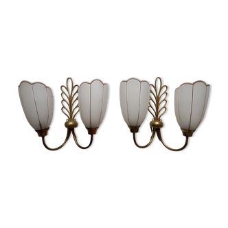 Two vintage double wall lamps
